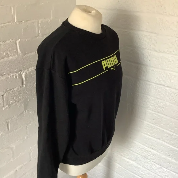 Puma Sweatshirt- Size XS - Black & Yellow - Cotton - P2P 20โ - Picture 3 of 8
